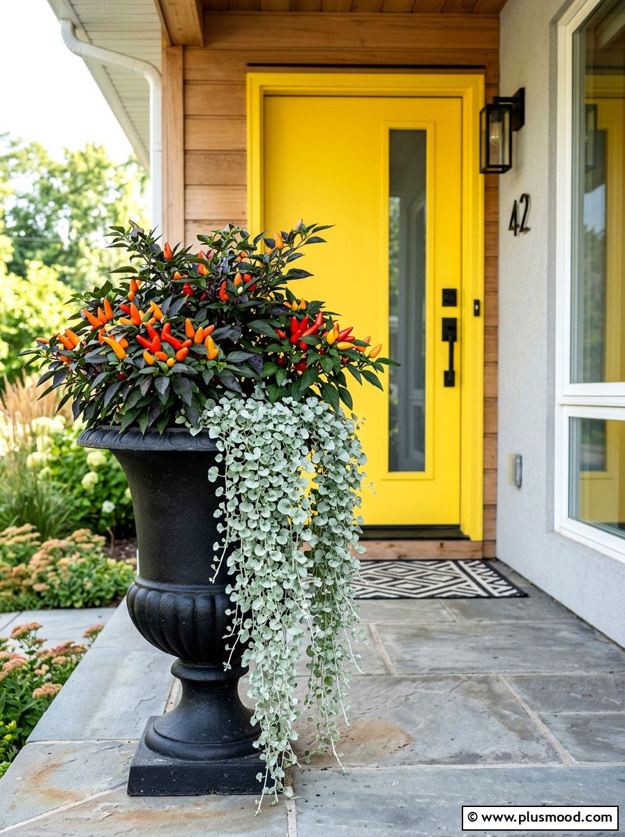 Ornamental Pepper Summer Urn - 25 summer porch urn ideas