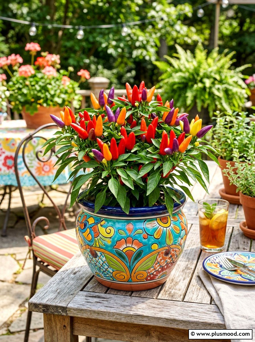 Ornamental Pepper Vegetable Pot - 25 summer container garden ideas