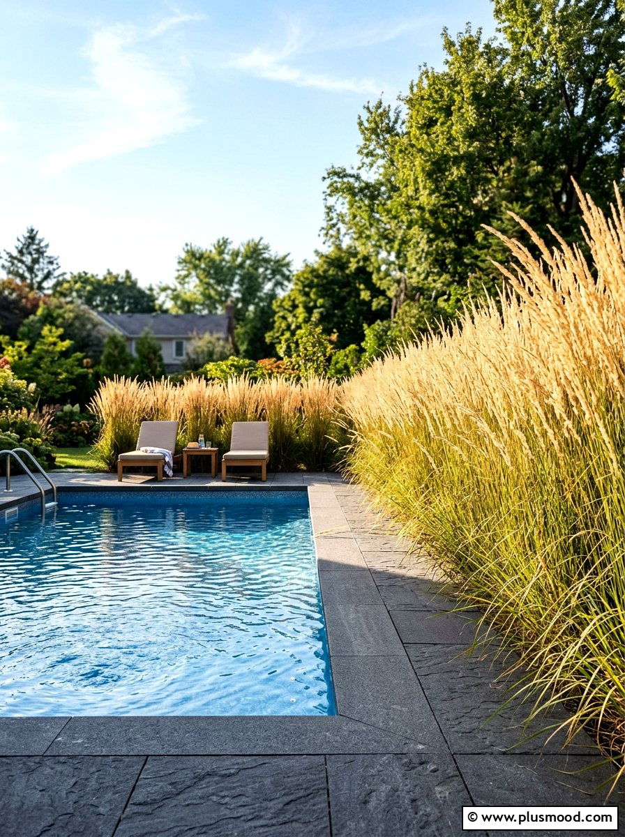 Ornamental grass pool screening - 25 pool landscaping ideas for saltwater pools