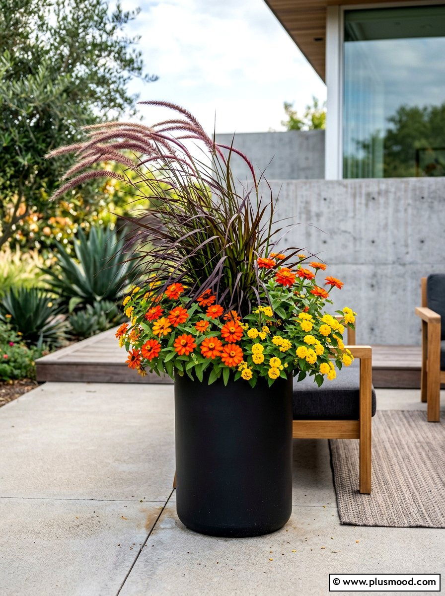 Ornamental grass pot - 25 summer garden pot arrangement ideas