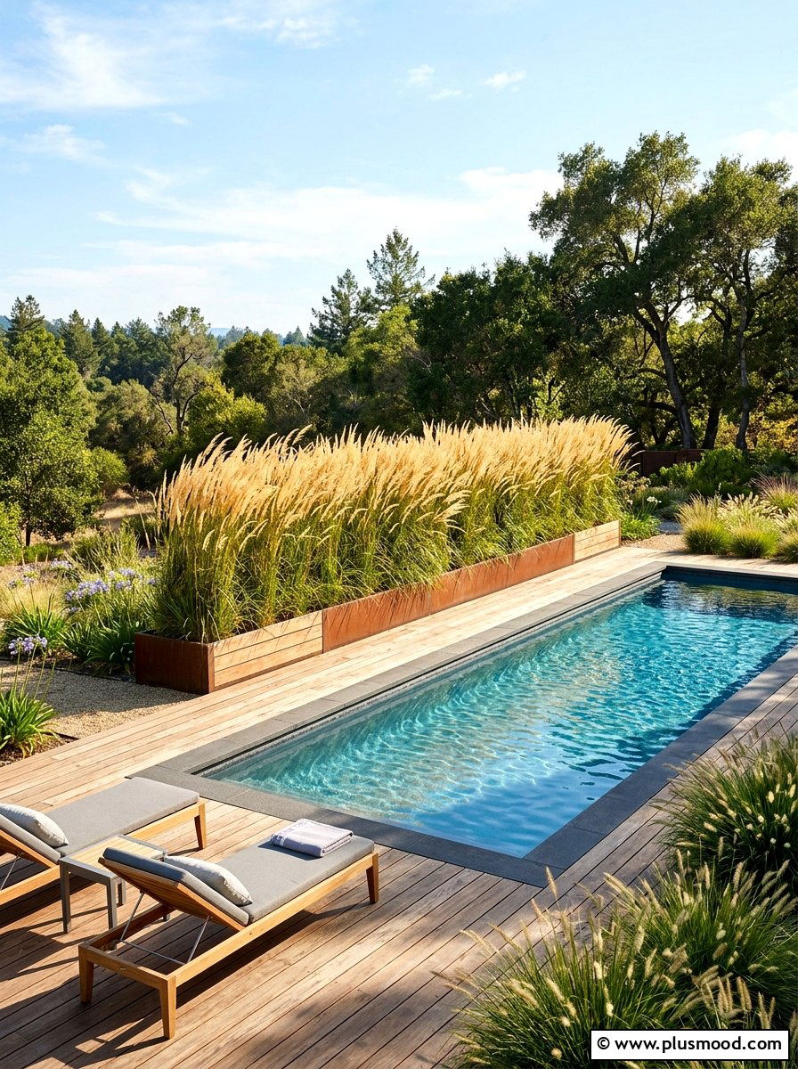 Ornamental grass privacy screen - 25 summer pool privacy ideas