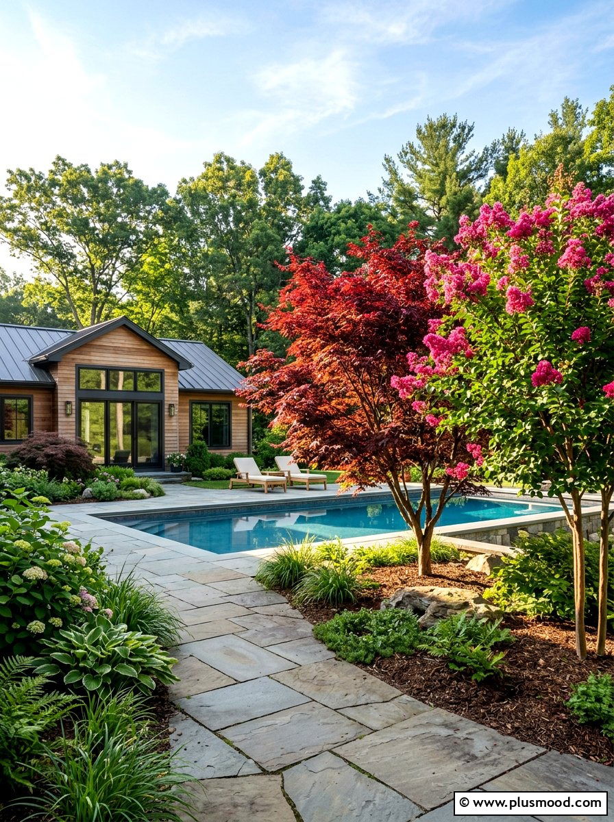 Ornamental trees near pool - 25 pool landscaping ideas for ranch homes