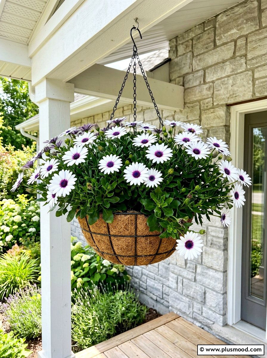 Osteospermum hanging basket - 25 summer hanging basket ideas for front porch