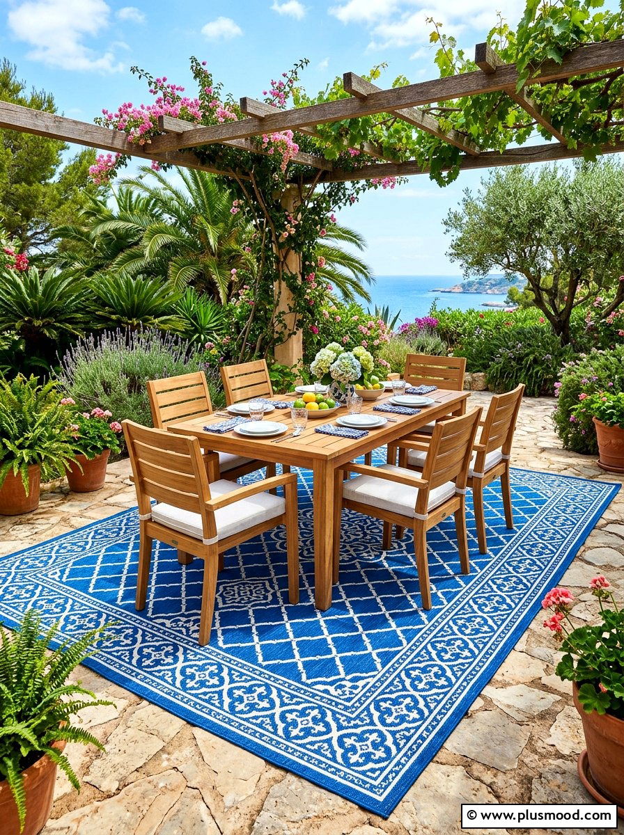 Outdoor Area Rug - 25 summer small patio ideas