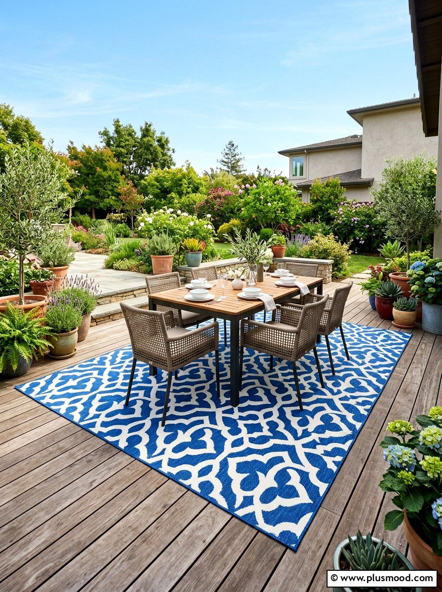 Outdoor Area Rug - 25 small backyard ideas for beginners