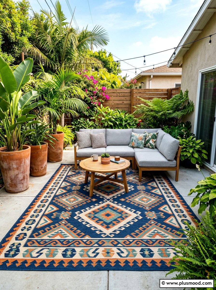 Outdoor Area Rug - 25 summer backyard ideas for small yards