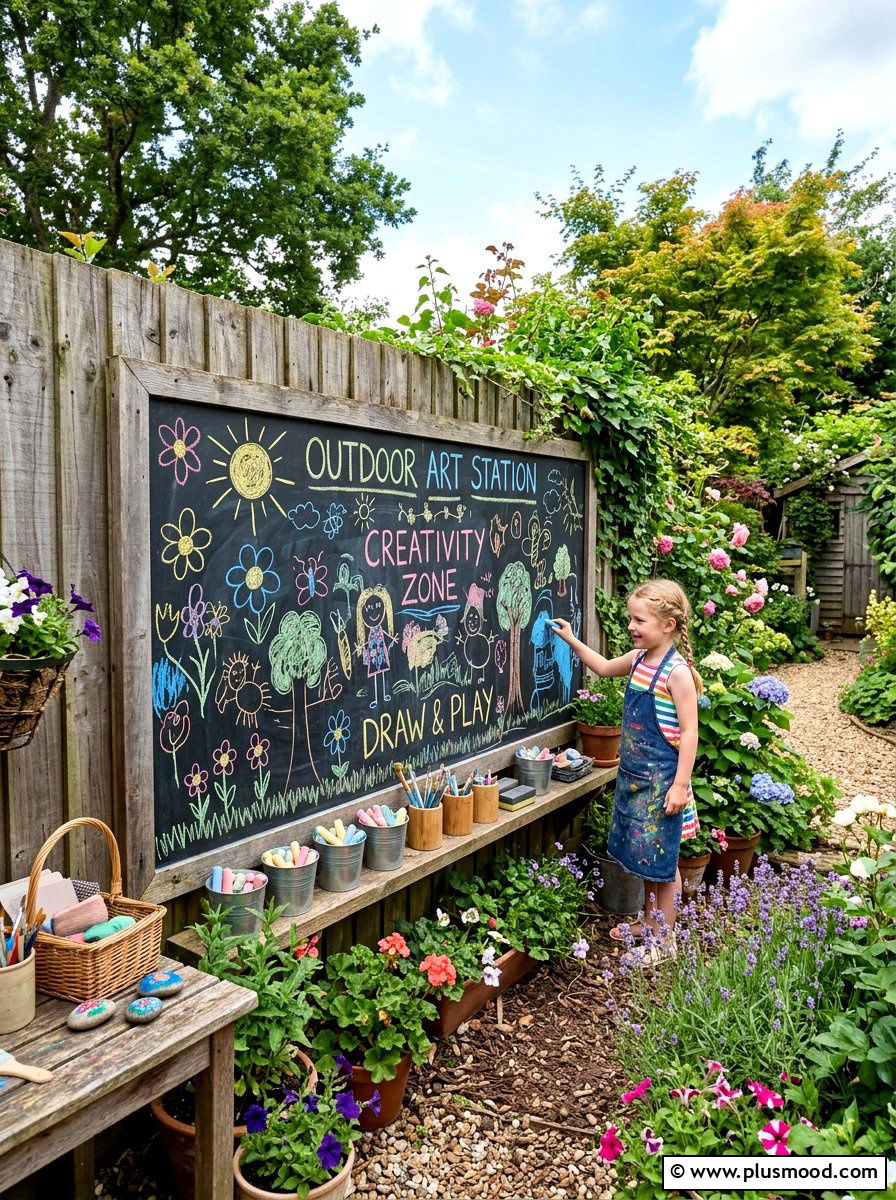 Outdoor Art Station - 25 summer backyard family fun ideas