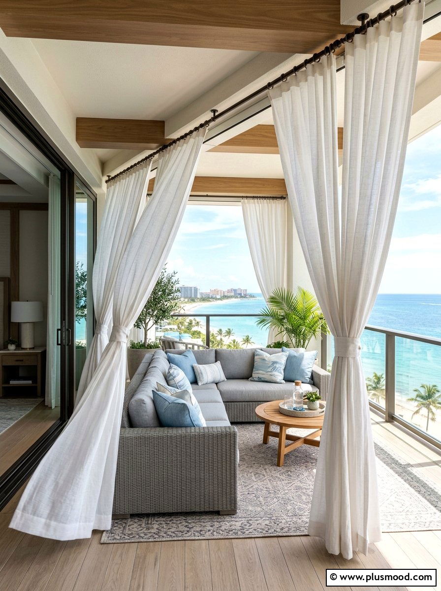Outdoor Balcony Curtains - 25 summer cozy balcony ideas