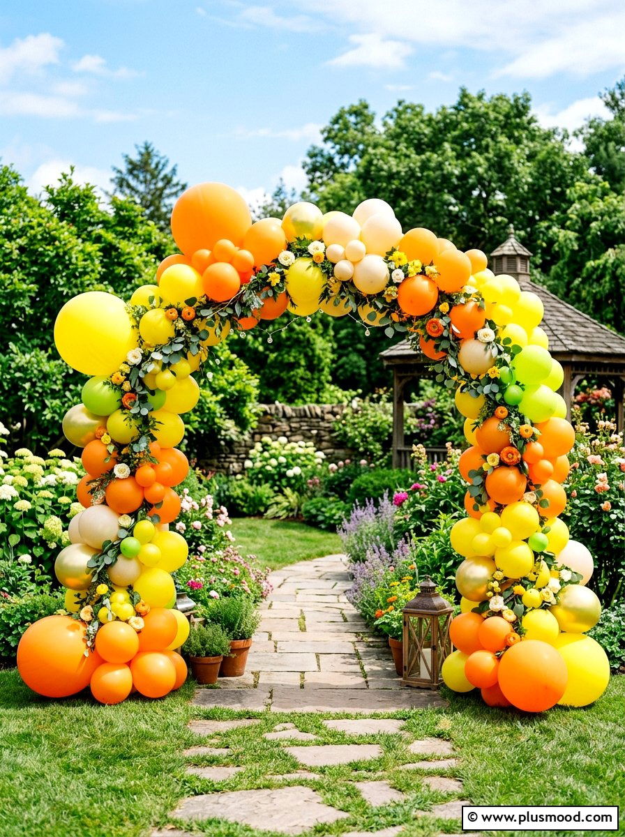 Outdoor Balloon Garland Arch - 25 summer pool party decor ideas