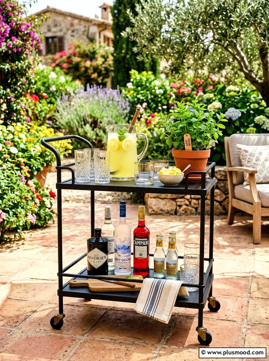 Outdoor Bar Cart - 25 summer small patio ideas