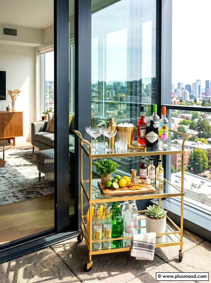 Outdoor Bar Cart - 25 summer balcony entertaining ideas