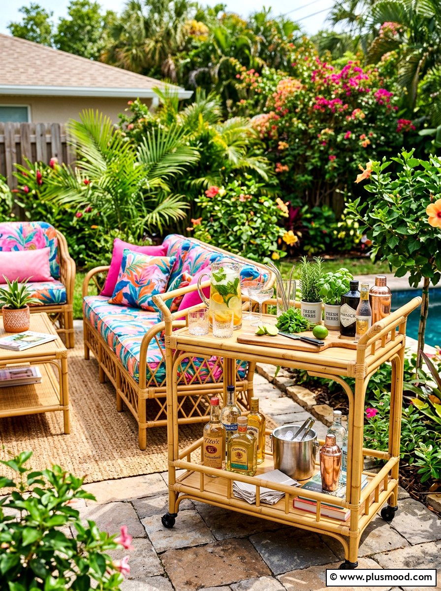 Outdoor Bar Cart - 25 summer boho patio decor ideas