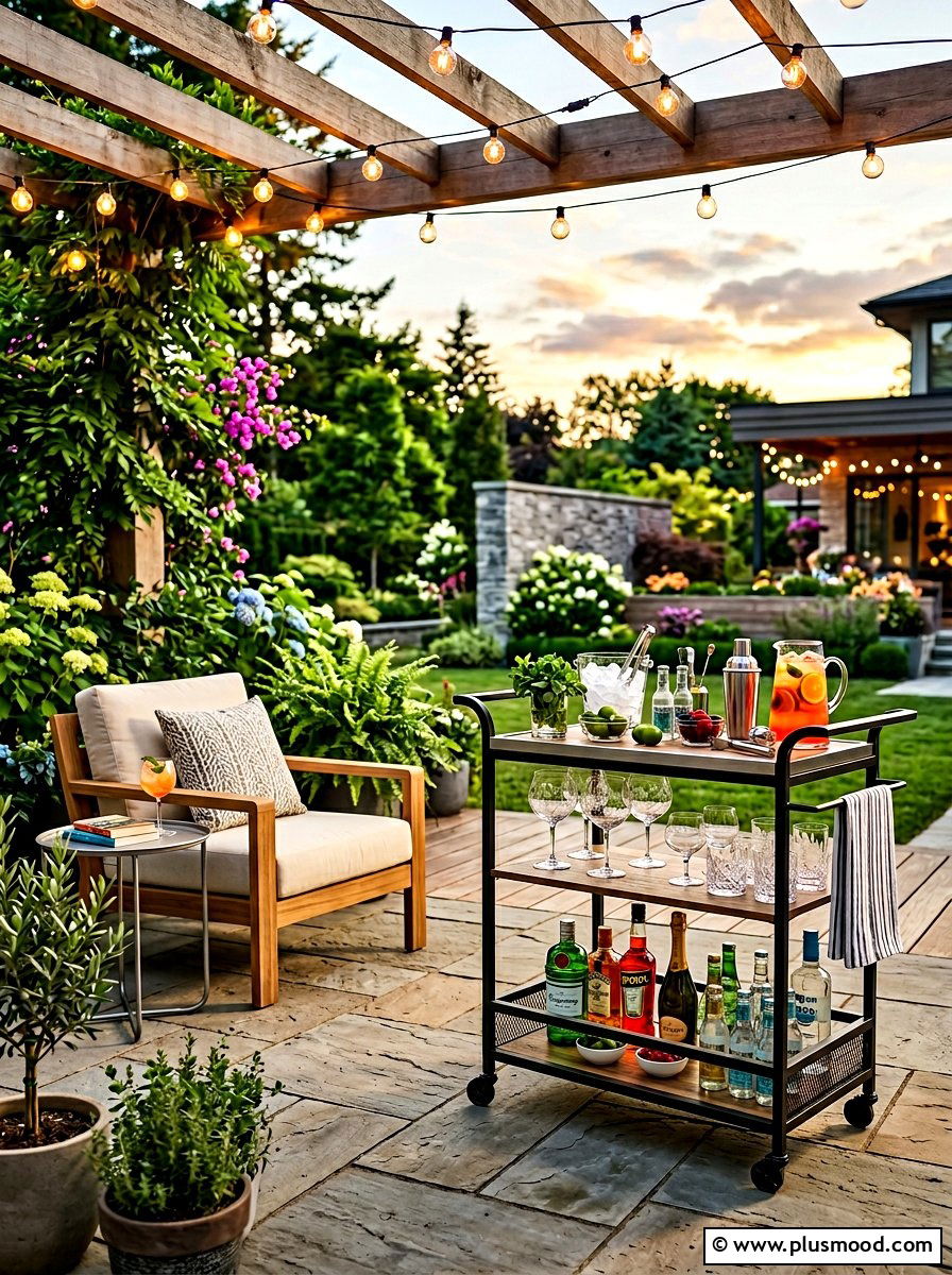 Outdoor Bar Cart - 25 summer patio decor ideas for renters