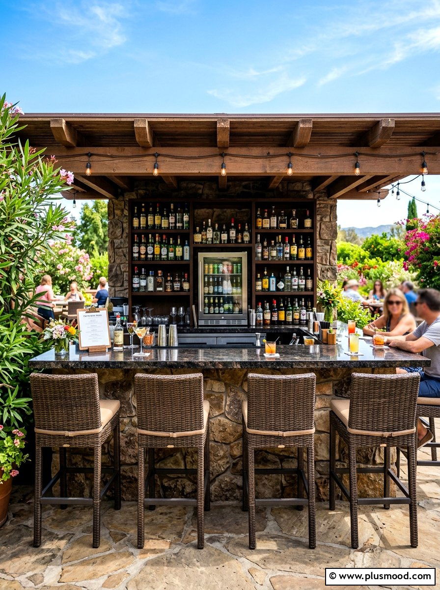Outdoor Bar With Stools - 25 summer backyard patio ideas