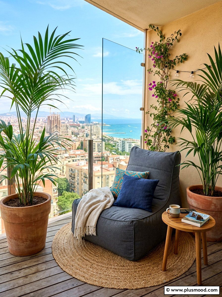 Outdoor Bean Bag Balcony Nook - 25 summer balcony reading corner ideas