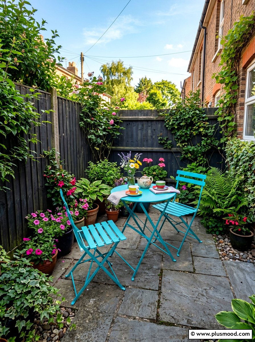 Outdoor Bistro Set - 25 small backyard ideas for apartments with fence