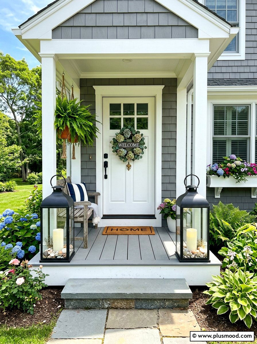 Outdoor Black Lantern - 25 summer front door decor ideas