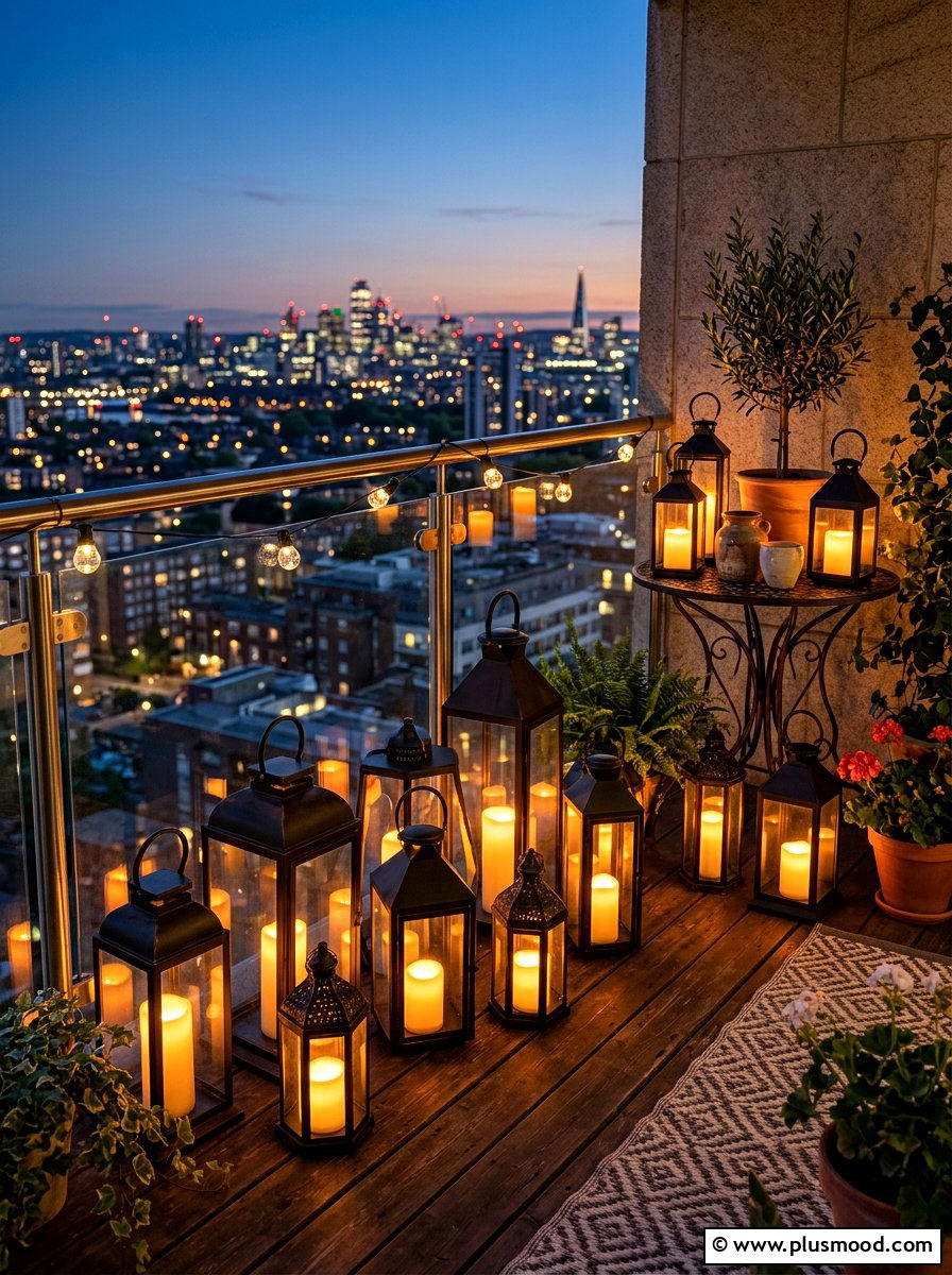 Outdoor Candle Lanterns - 25 summer apartment balcony ideas