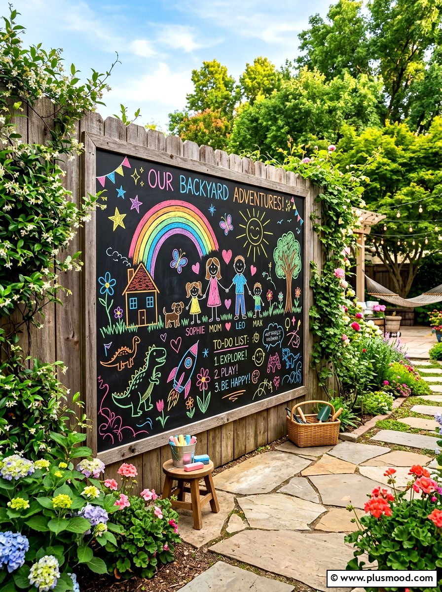 Outdoor Chalkboard Wall - 25 budget summer backyard makeover ideas