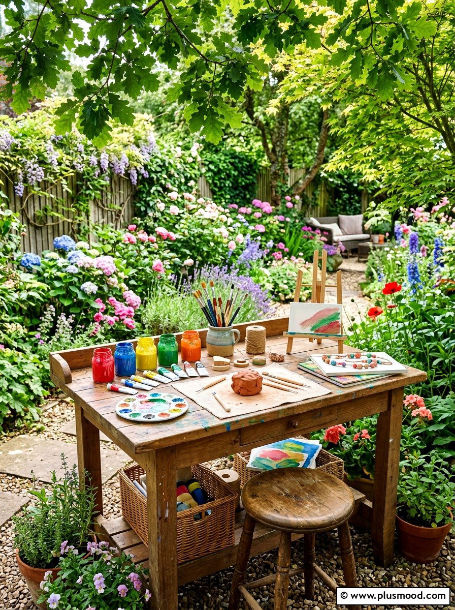 Outdoor Craft Station - 25 summer backyard family fun ideas