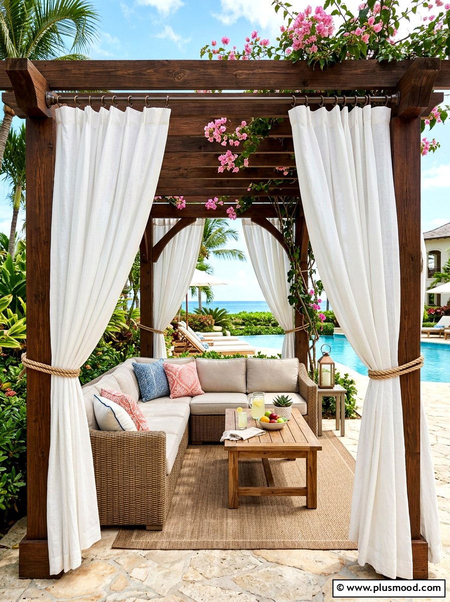 Outdoor Curtain Rod - 25 summer backyard ideas on a budget