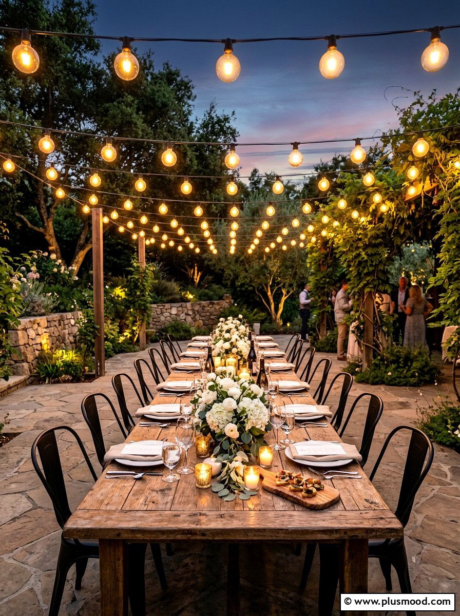 Outdoor Dining Table Globe Lights - 25 summer string light party ideas