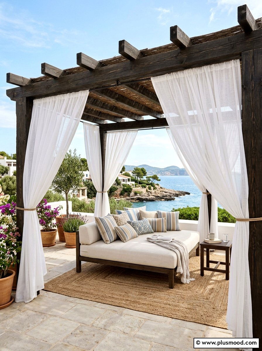 Outdoor Fabric Curtains - 25 small backyard ideas with shade