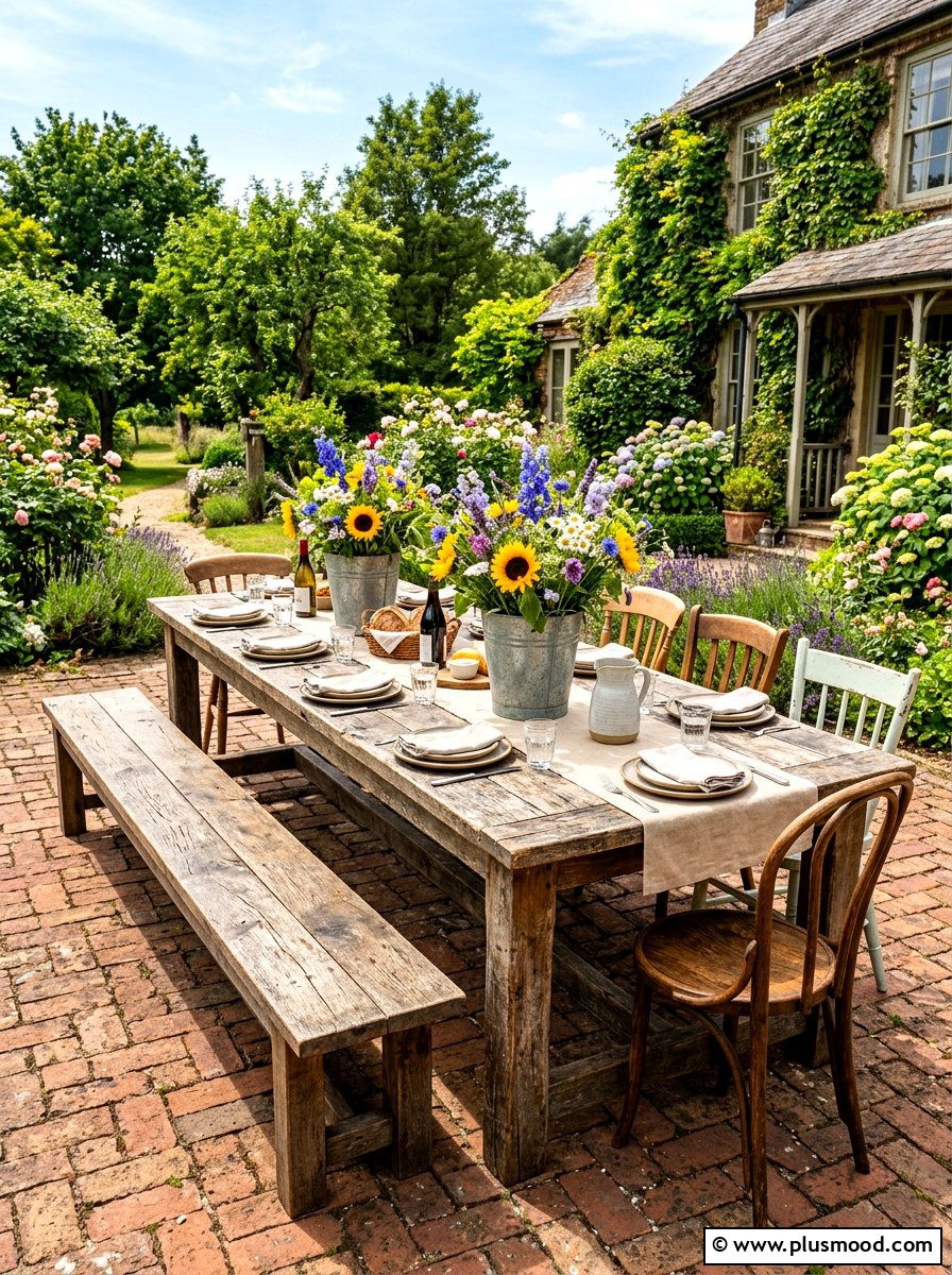 Outdoor Farmhouse Dining Table - 25 summer backyard farmhouse ideas