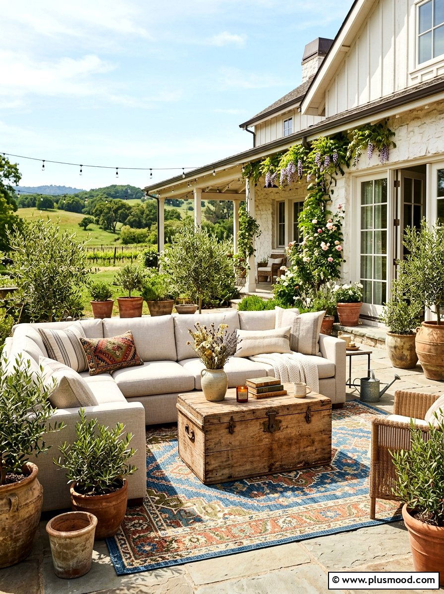 Outdoor Farmhouse Living Room - 25 summer backyard farmhouse ideas
