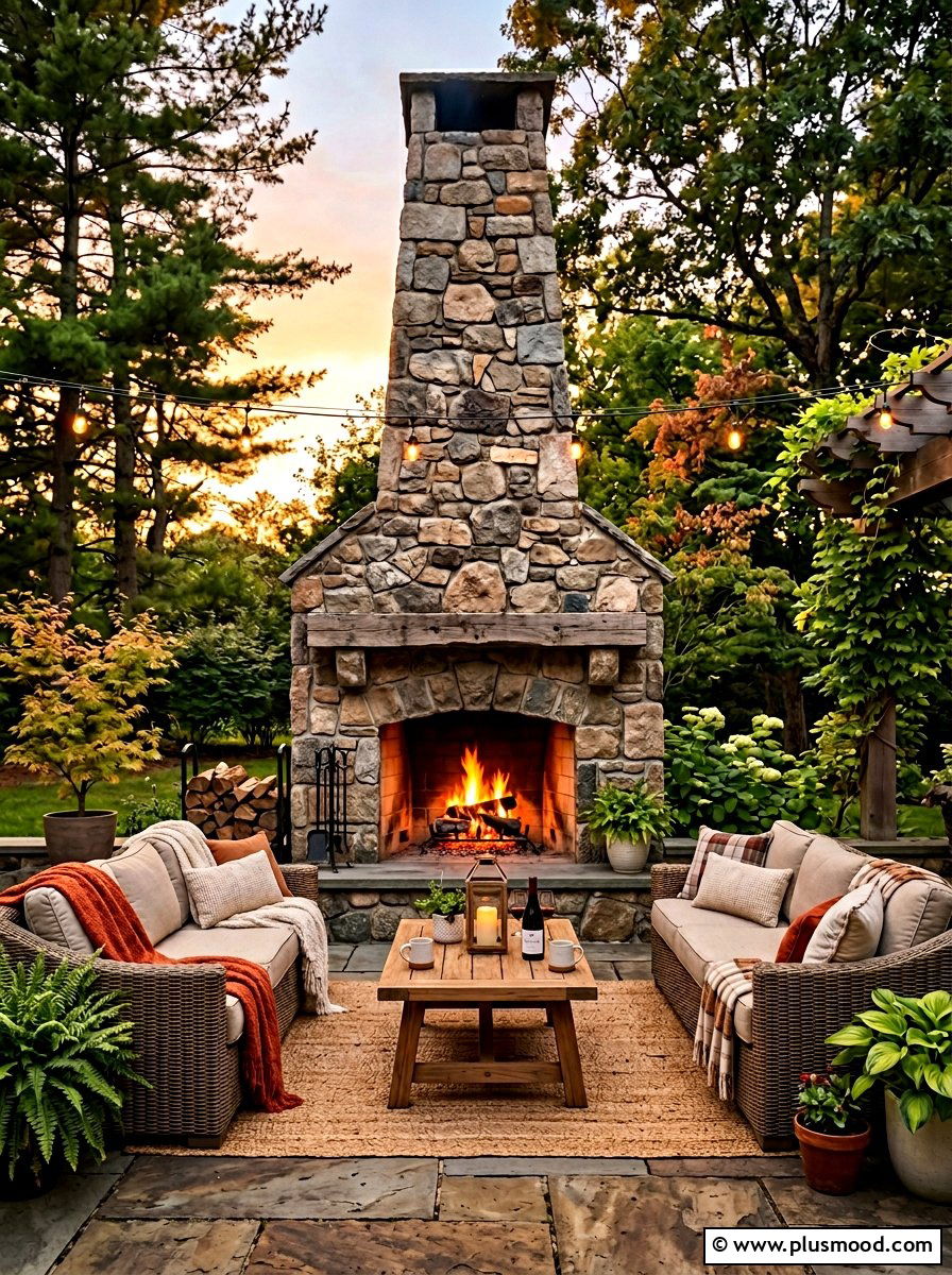 Outdoor Fireplace - 25 summer backyard ideas for large yards