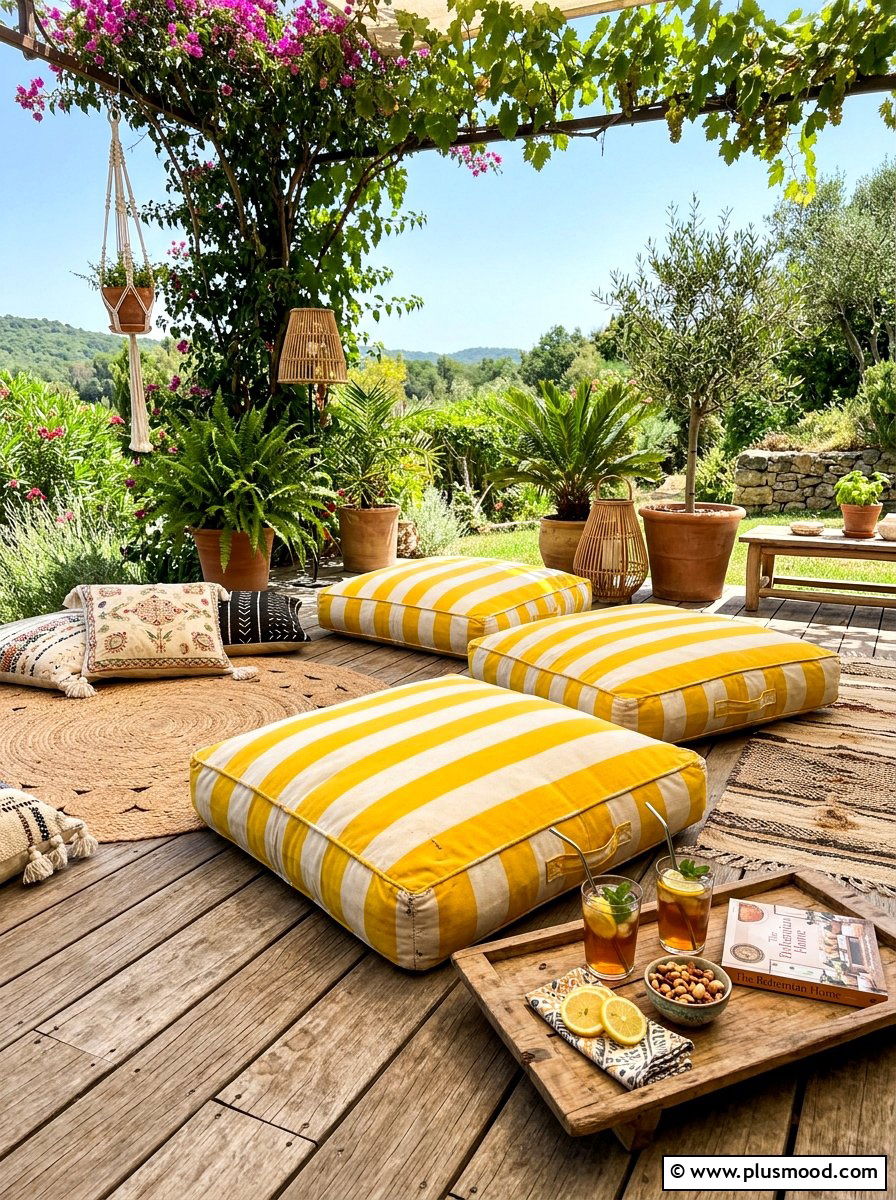 Outdoor Floor Cushions - 25 summer apartment balcony ideas