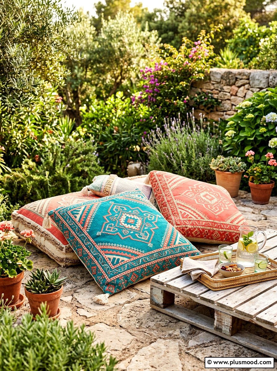 Outdoor Floor Cushions - 25 summer balcony entertaining ideas