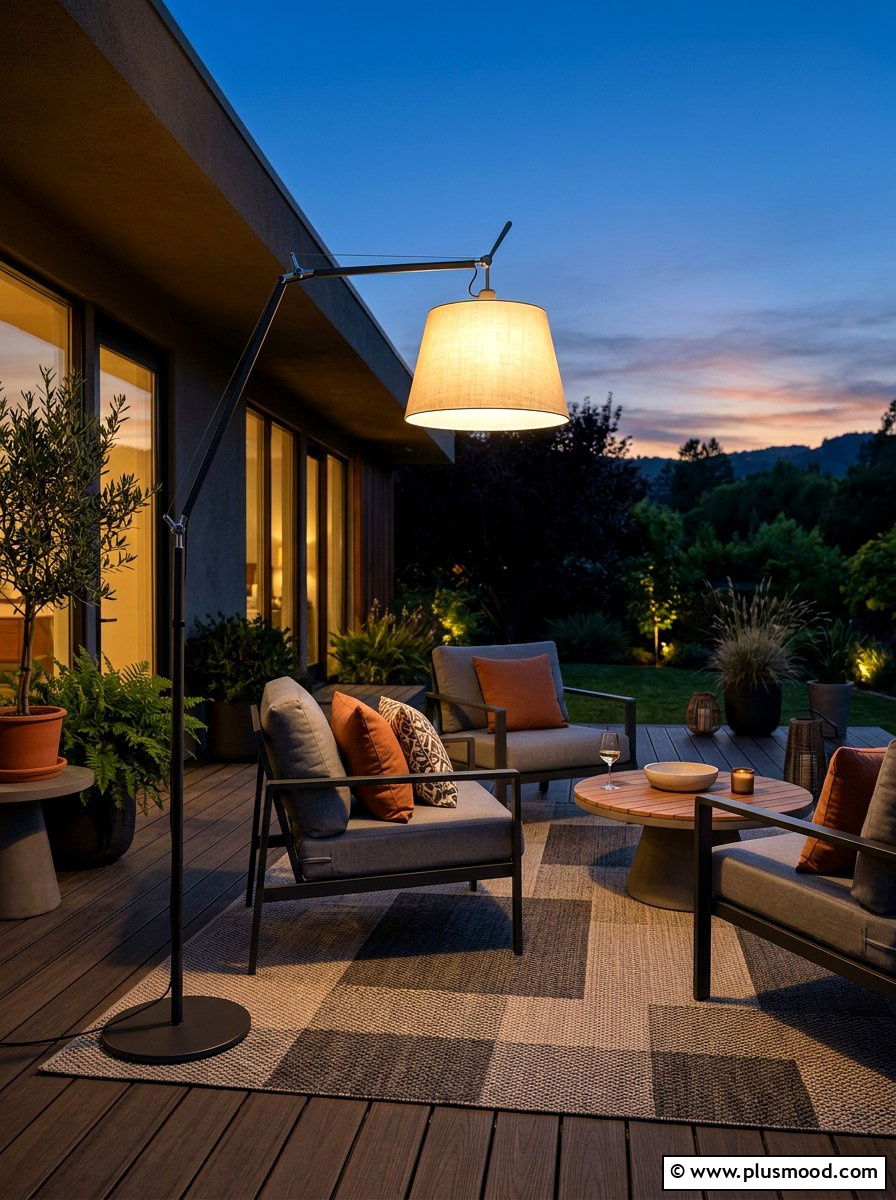 Outdoor Floor Lamp - 25 small backyard ideas for rental homes