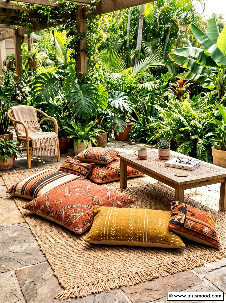 Outdoor Floor Pillows - 25 summer boho patio ideas