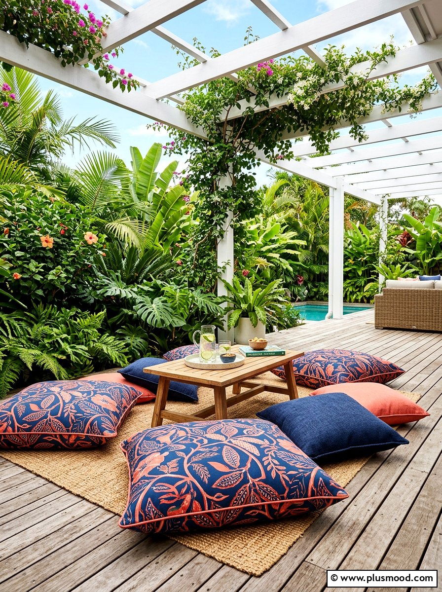 Outdoor Floor Pillows - 25 budget summer patio decor ideas