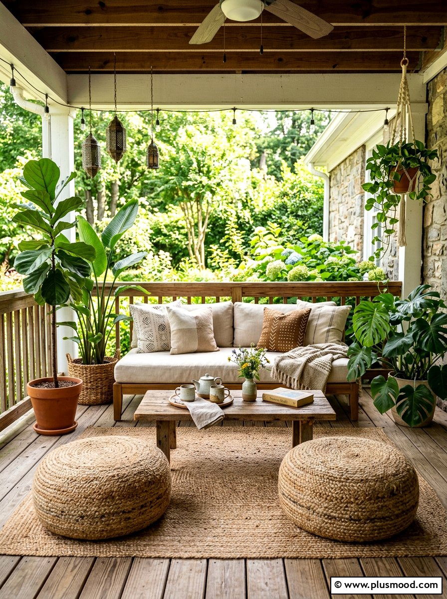 Outdoor Floor Poufs - 25 late summer front porch ideas