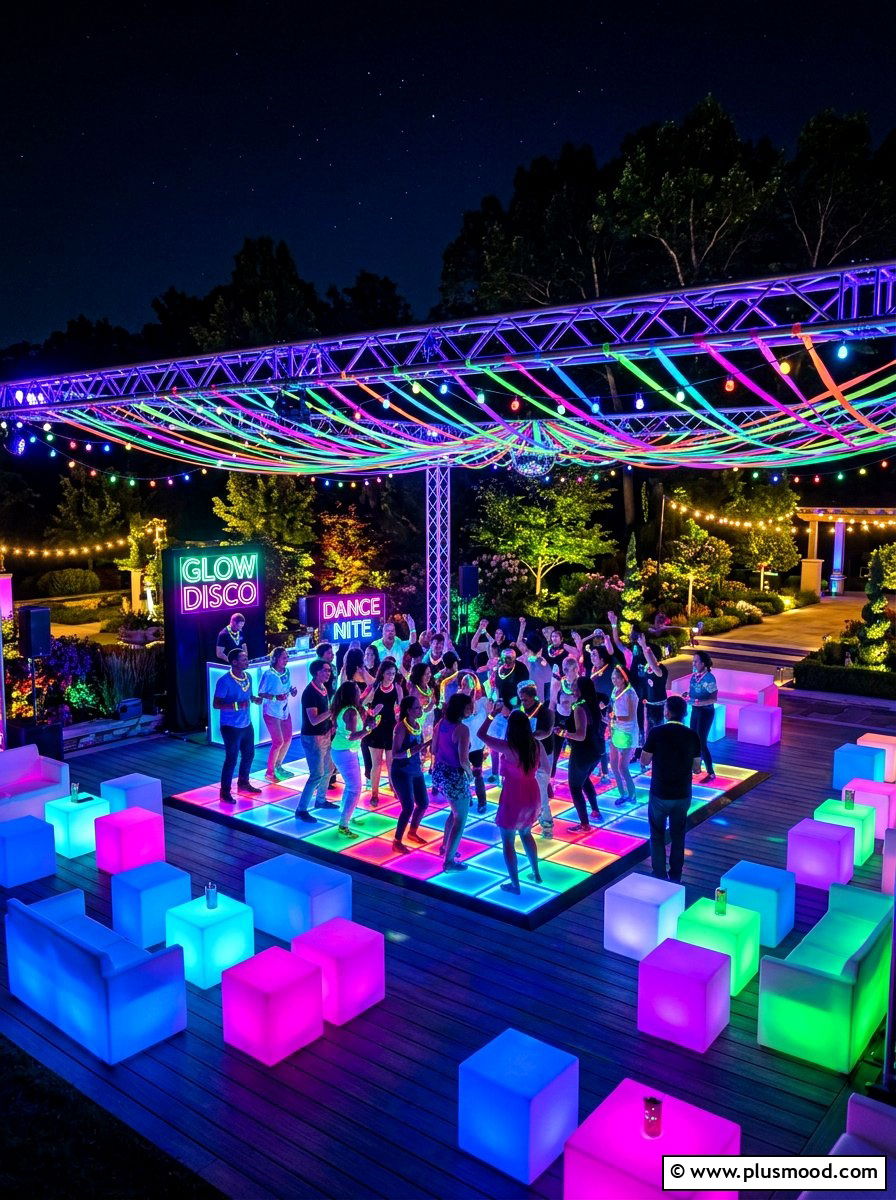 Outdoor Glow Disco - 25 summer outdoor birthday party ideas