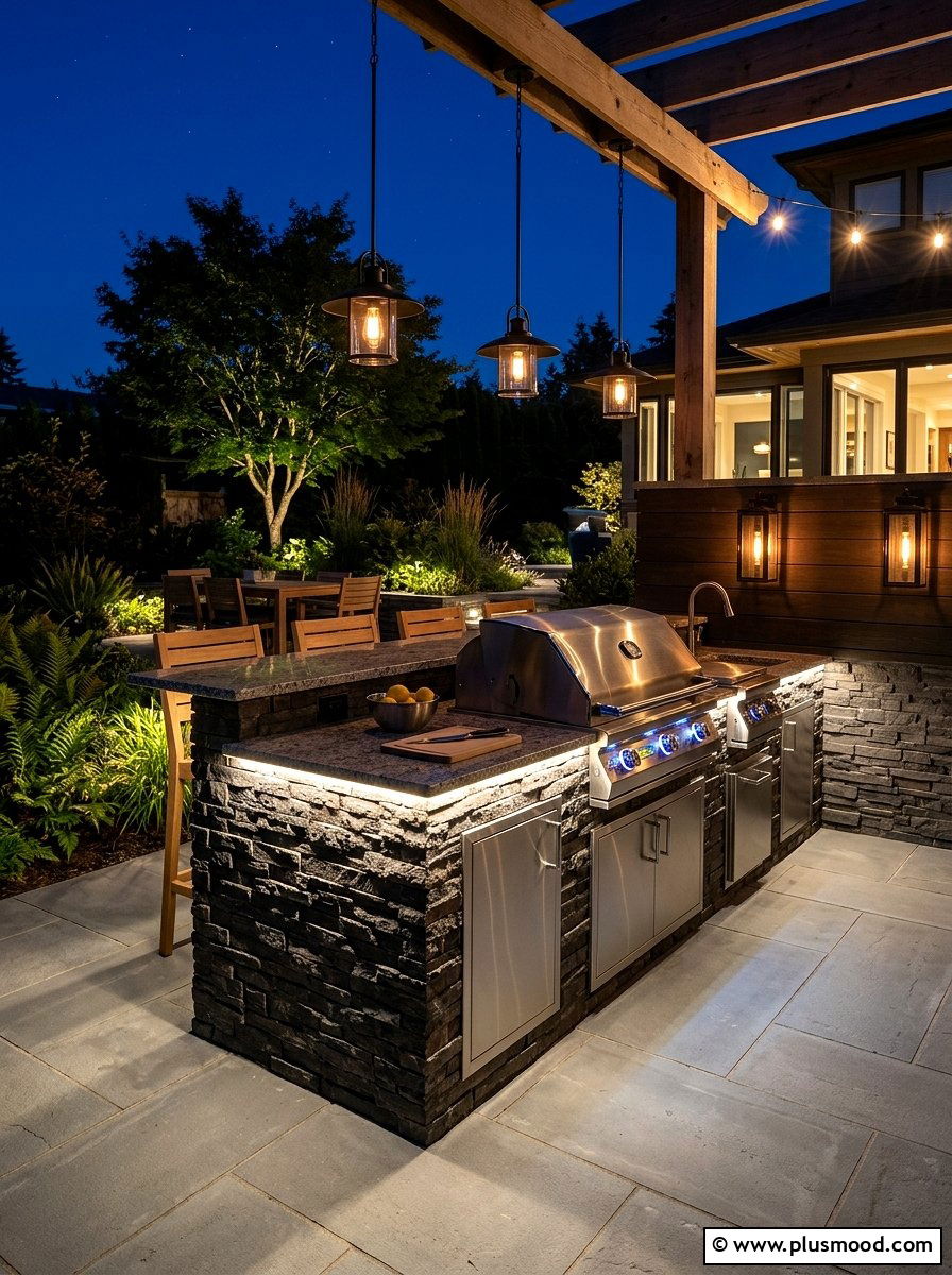 Outdoor Kitchen Lighting - 25 small backyard ideas with outdoor kitchen