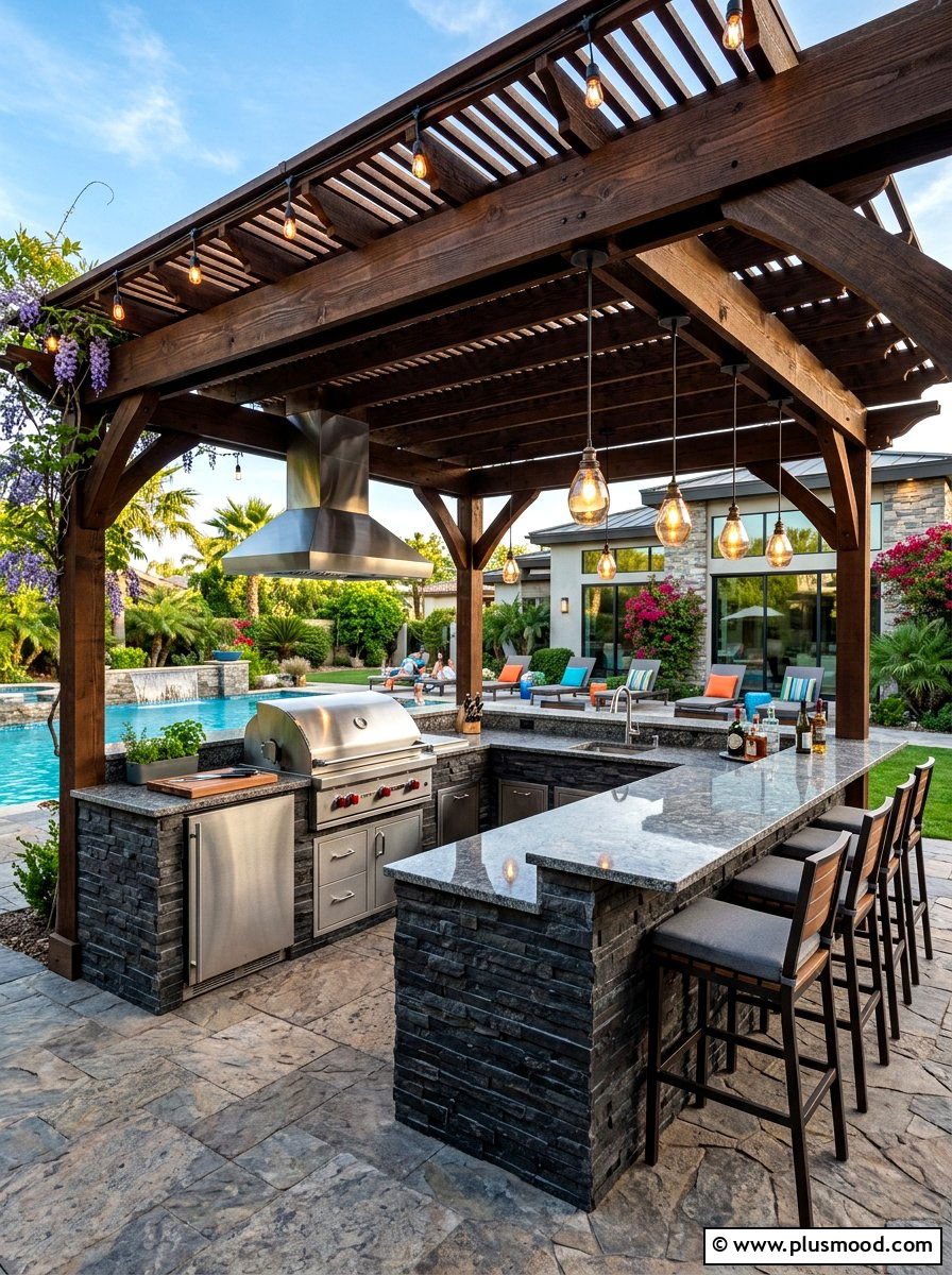 Outdoor Kitchen Pergola - 25 summer patio pergola ideas