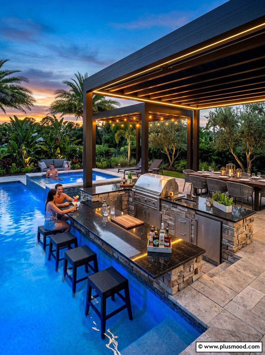 Outdoor Kitchen Pool Area - 25 summer pool patio ideas