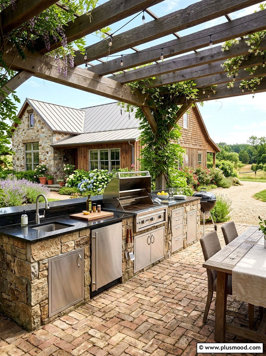 Outdoor Kitchen Setup - 25 summer farmhouse patio ideas
