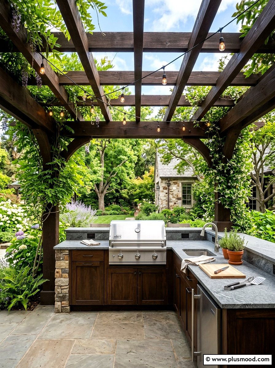 Outdoor Kitchen Under Pergola - 25 small backyard ideas with outdoor kitchen