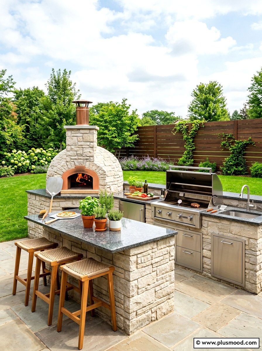 Outdoor Kitchen with Pizza Oven - 25 best summer backyard ideas
