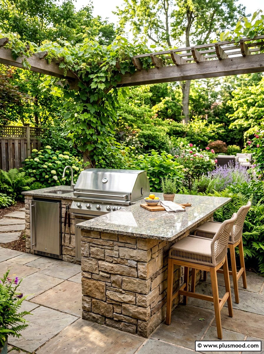 Outdoor Kitchen - 25 small backyard ideas for corner lots