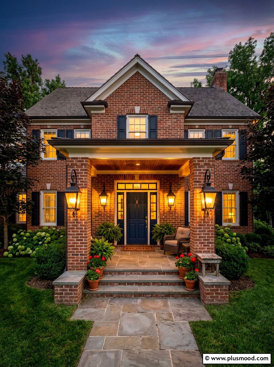 Outdoor Lantern Porch Lighting - 25 summer brick house curb appeal ideas