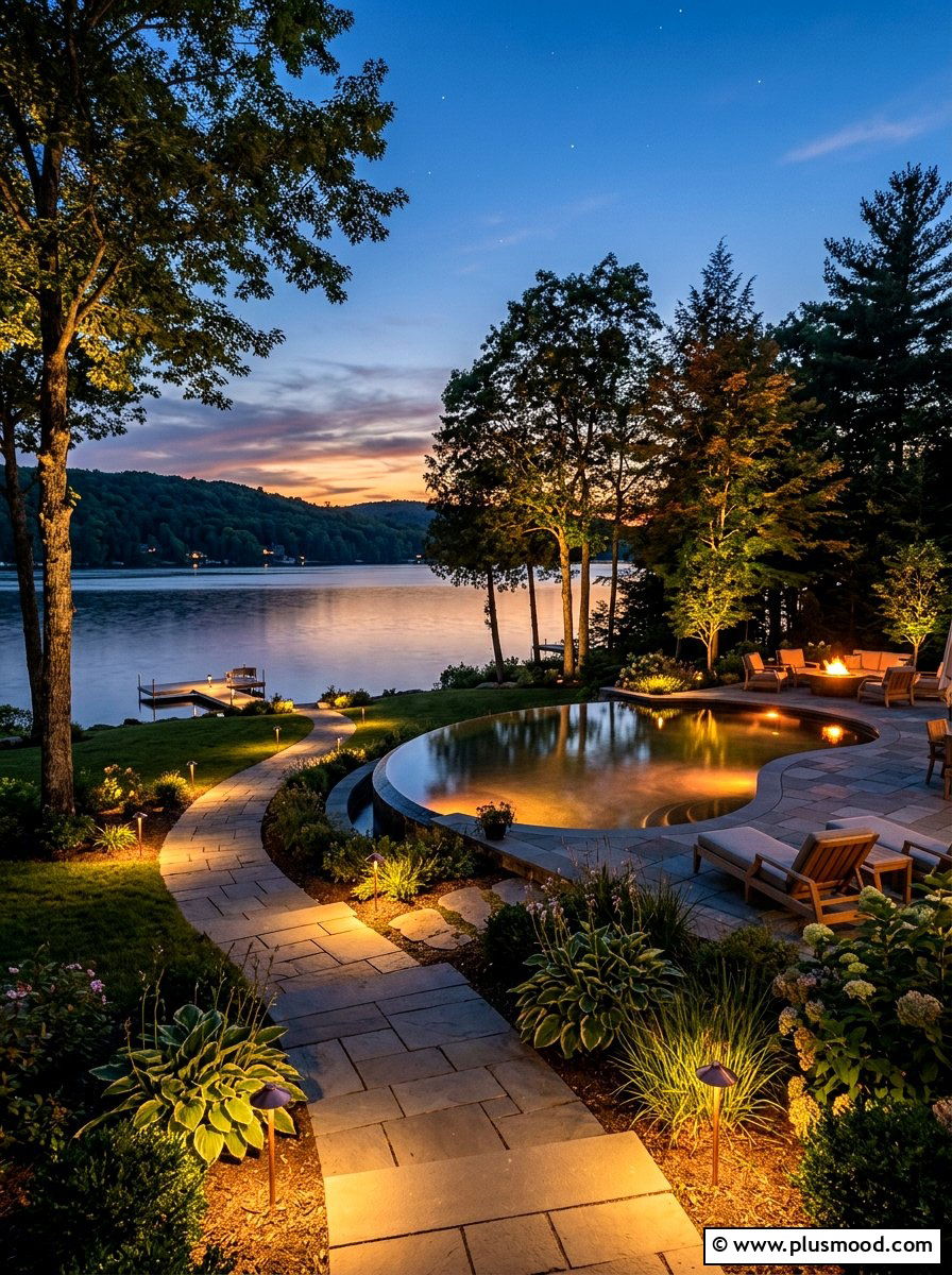 Outdoor Lighting For Lakefront Pool - 25 pool landscaping ideas for lakefront homes