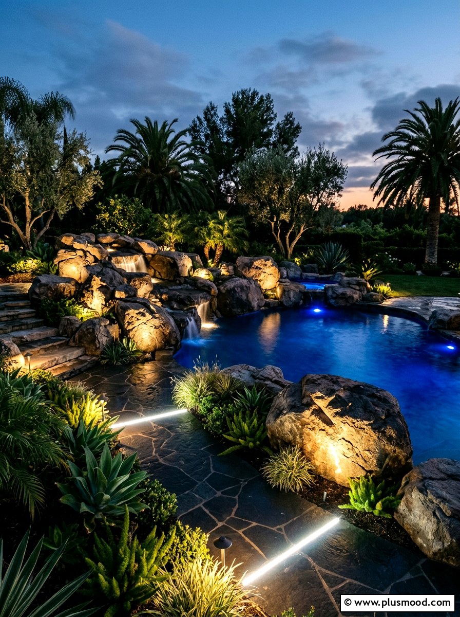 Outdoor Lighting Pool Rocks - 25 pool landscaping ideas with boulders