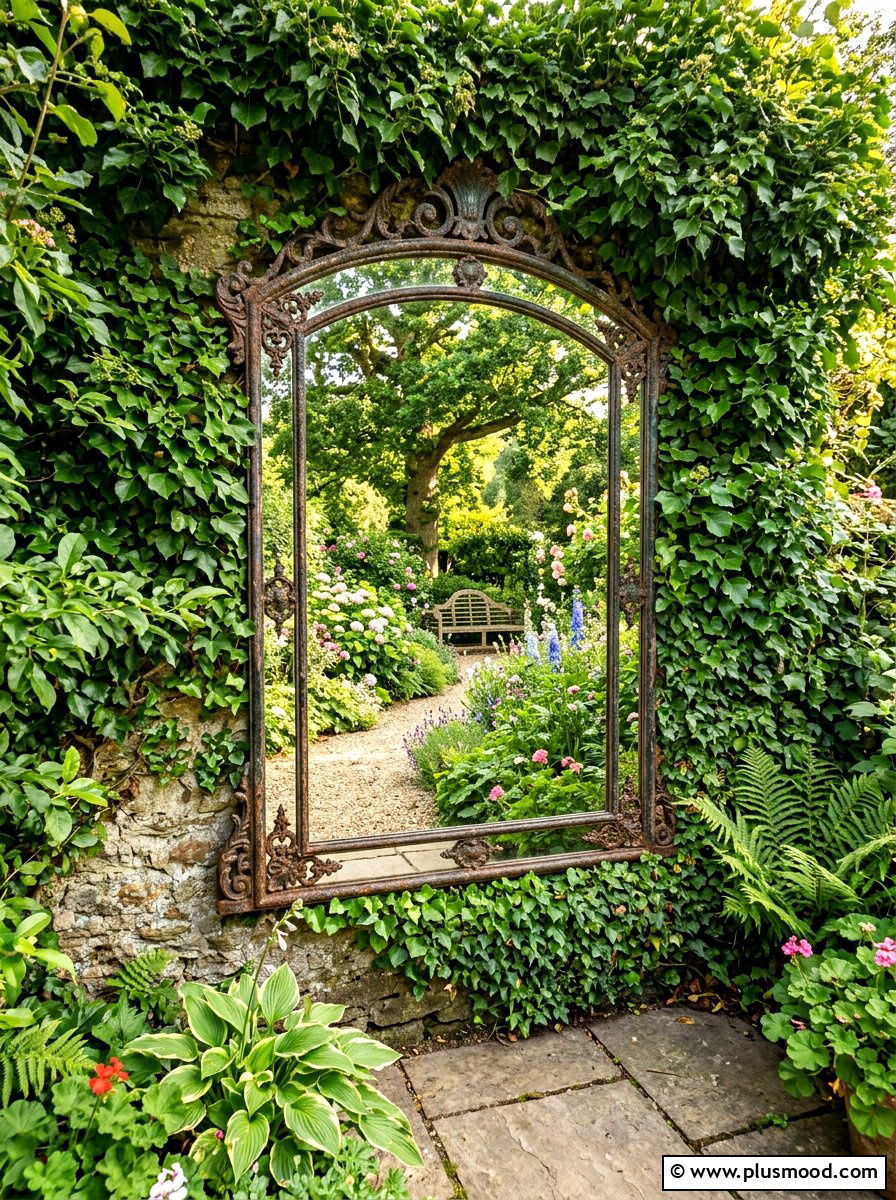 Outdoor Mirror Decor - 25 summer budget landscaping ideas