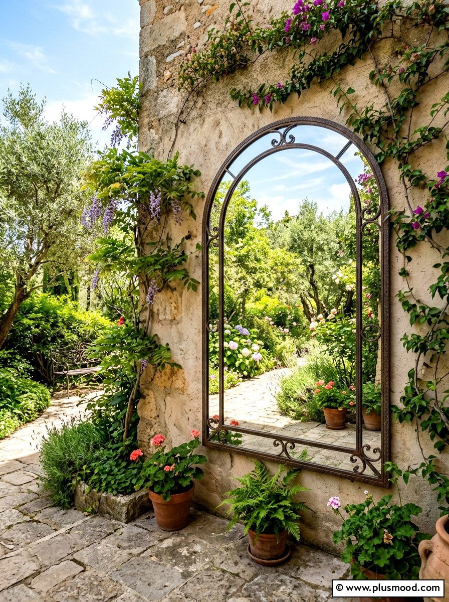 Outdoor Mirror Decor - 25 summer small courtyard ideas