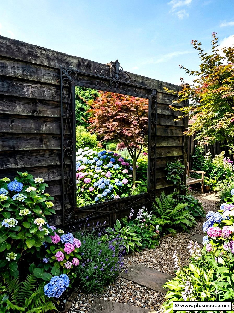 Outdoor Mirror On Fence - 25 small backyard ideas with garden